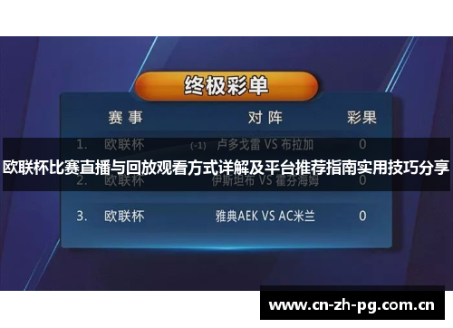 欧联杯比赛直播与回放观看方式详解及平台推荐指南实用技巧分享 欧联杯比赛直播与回放观看方式详解及平台推荐指南实用技巧分享